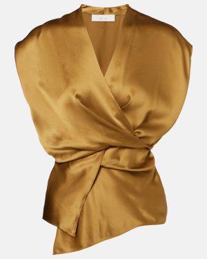 The Sei Silk satin wrap top