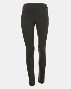 Theory Black Leather Trim Jersey Leggings S