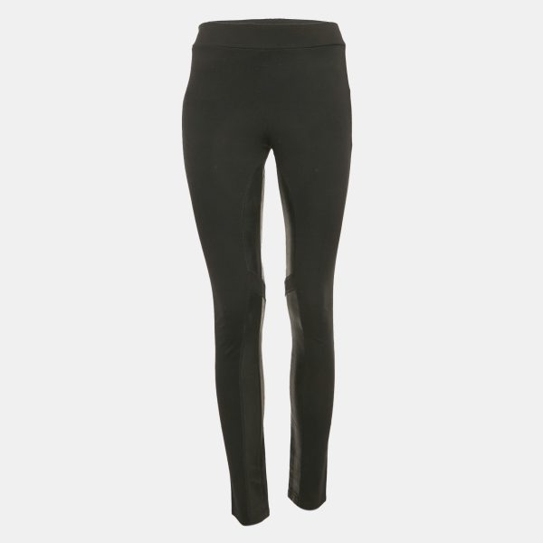Theory Black Leather Trim Jersey Leggings S