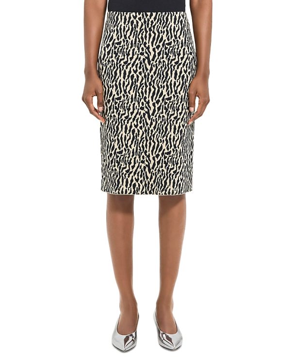 Theory Bristol Animal Print Pencil Skirt