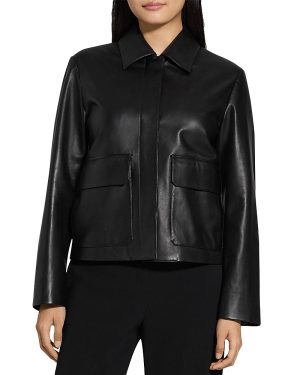 Theory Leather Boxy Jacket