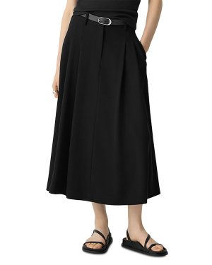 Theory Pleated A-Line Skirt in Admiral Crepe