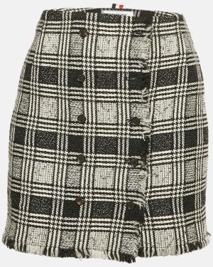 Thom Browne Black Tweed Raw Edge Mini Skirt L
