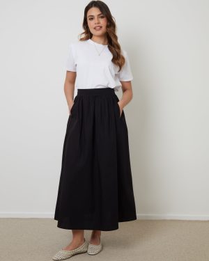 Threadbare Women's Black Maxi Skirt with Pockets