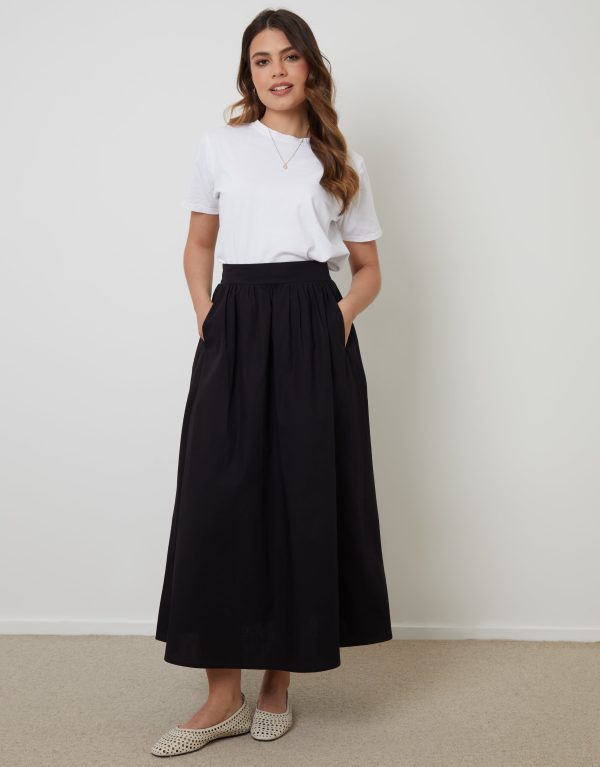 Threadbare Women's Black Maxi Skirt with Pockets