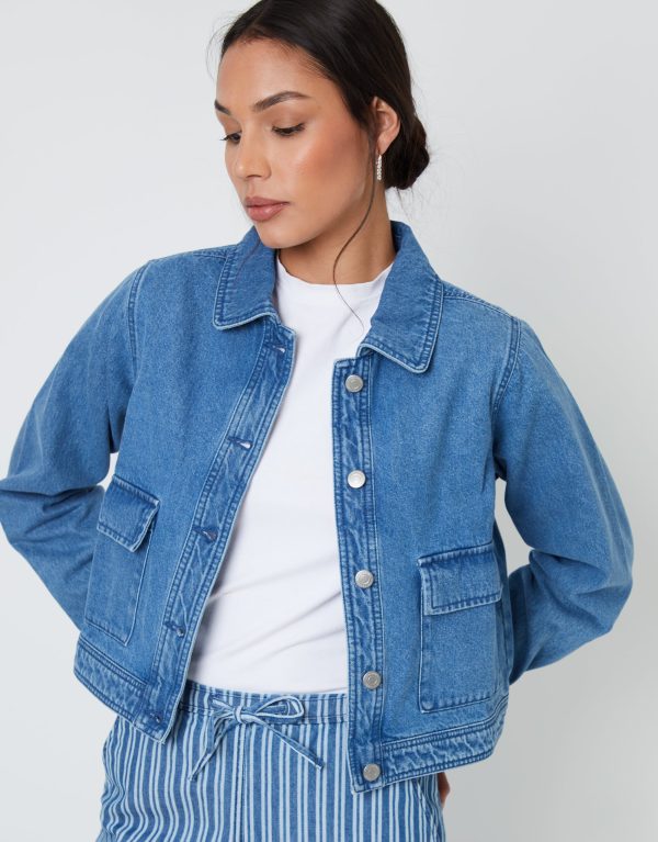 Threadbare Women's Mid Wash Boxy Denim Jacket
