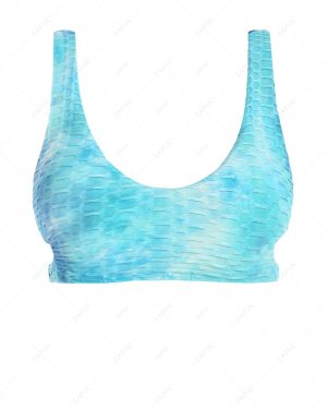 Tie Dye Cut Out Tank Bikini Top M Light blue