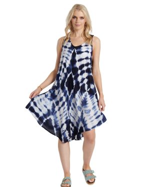 Tie Dye Tunic Dress - Navy & White - Medium - TJ Hughes