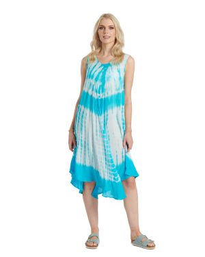 Tie Dye Tunic Dress - Turquoise & White - Medium - TJ Hughes
