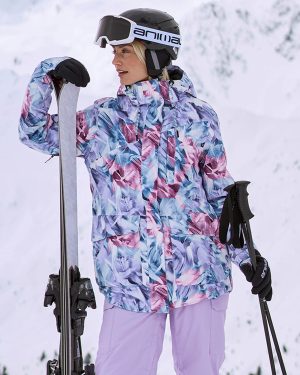 Tignes Printed Womens Snow Jacket - Pink
