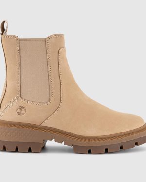 Timberland Womens Cortina Valley Chelsea Boots Light Beige Nubuck Natural, 3.5
