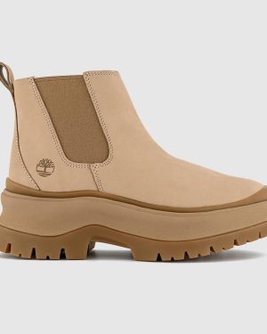 Timberland Womens Roxie Lane Chelsea Boots Light Beige Nubuck Natural, 4