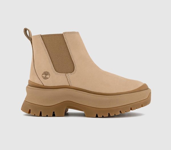 Timberland Womens Roxie Lane Chelsea Boots Light Beige Nubuck Natural, 4