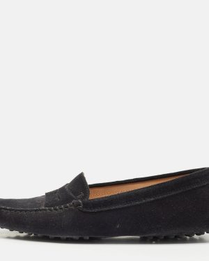 Tod's Black Suede Slip On Loafers Size 38