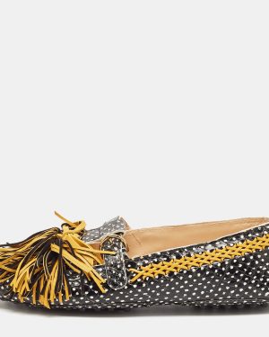 Tod's Black/Brown Python Embossed Leather Gommino Driver Loafers Size 36
