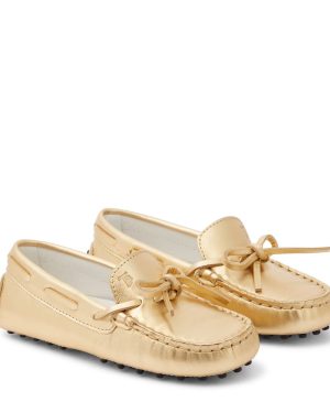 Tod's Junior Gommino metallic leather loafers
