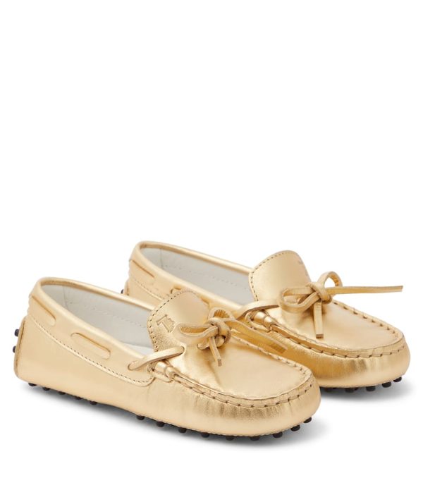 Tod's Junior Gommino metallic leather loafers