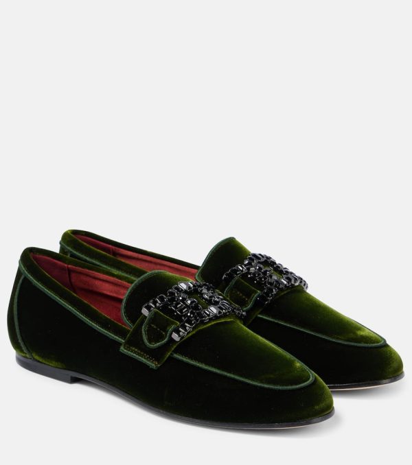 Tod's Kate embellished velvet loafers