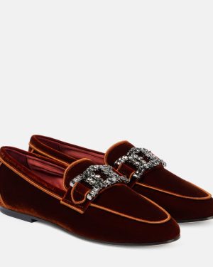 Tod's Kate embellished velvet loafers