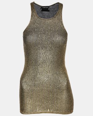 Tom Ford Gold Rib Knit Tank Top XS
