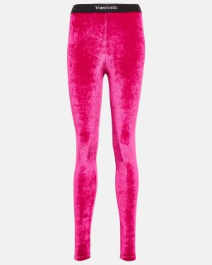 Tom Ford Logo velvet leggings