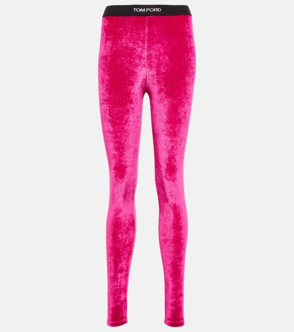 Tom Ford Logo velvet leggings