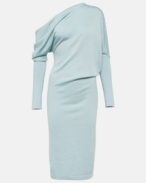 Tom Ford Off-shoulder cashmere-blend midi dress