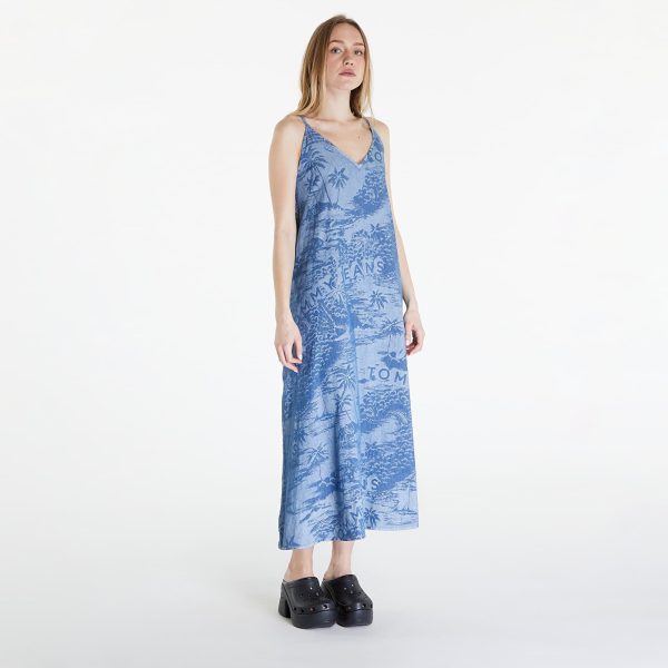 Tommy Jeans Chambray Sleeveless Maxi Dress Hawaiian Denim Laser XS