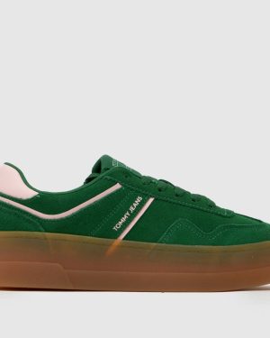 Tommy Jeans Greenwich Platform Trainers in Green Multi