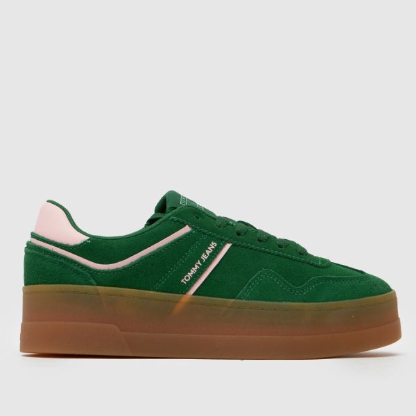 Tommy Jeans Greenwich Platform Trainers in Green Multi