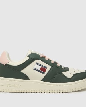 Tommy Jeans Retro Leather Basketball Trainers in Green