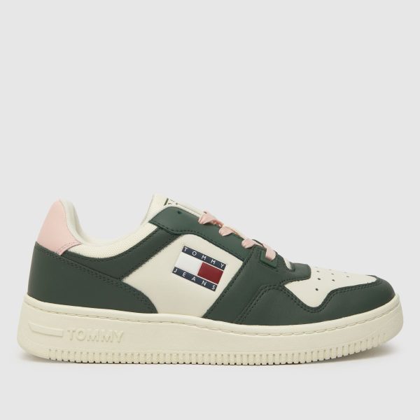 Tommy Jeans Retro Leather Basketball Trainers in Green