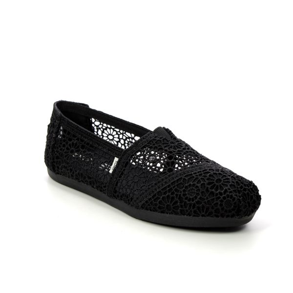 Toms Moroccan Crochet Black Womens Espadrilles 10016254-34 in a Plain Textile in Size 7