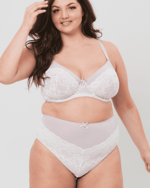 Tonal Lace Underwired Bra - 40D / Ivory & Nude
