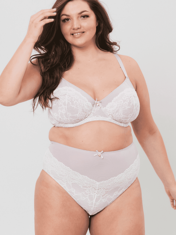 Tonal Lace Underwired Bra - 40D / Ivory & Nude