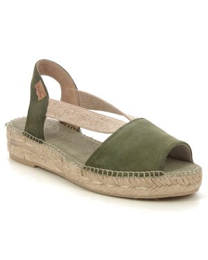 Toni Pons Ella Khaki Suede Womens Espadrilles 3002-94 in a Plain Suede Leather in Size 42