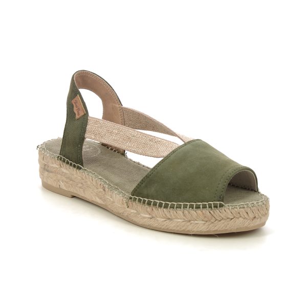 Toni Pons Ella Khaki Suede Womens Espadrilles 3002-94 in a Plain Suede Leather in Size 42
