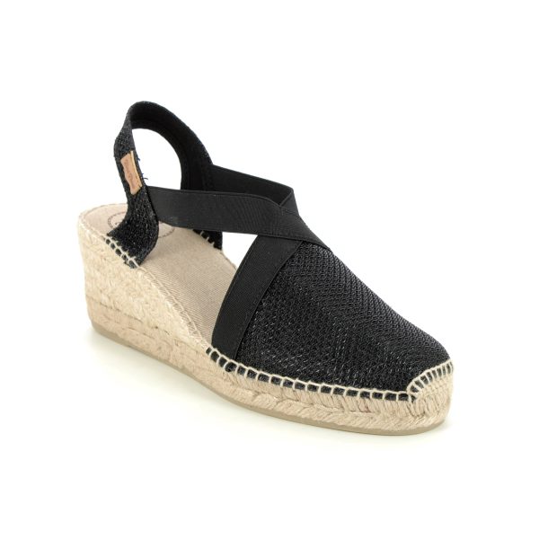 Toni Pons Triton Black Glitz Womens Espadrilles 0104-34 in a Plain Textile in Size 39