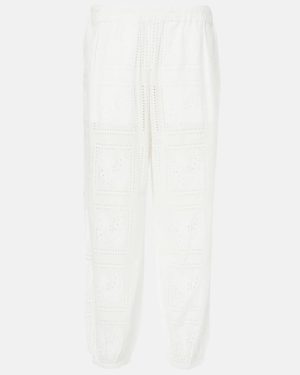 Tory Burch Broderie anglaise cotton cropped pants
