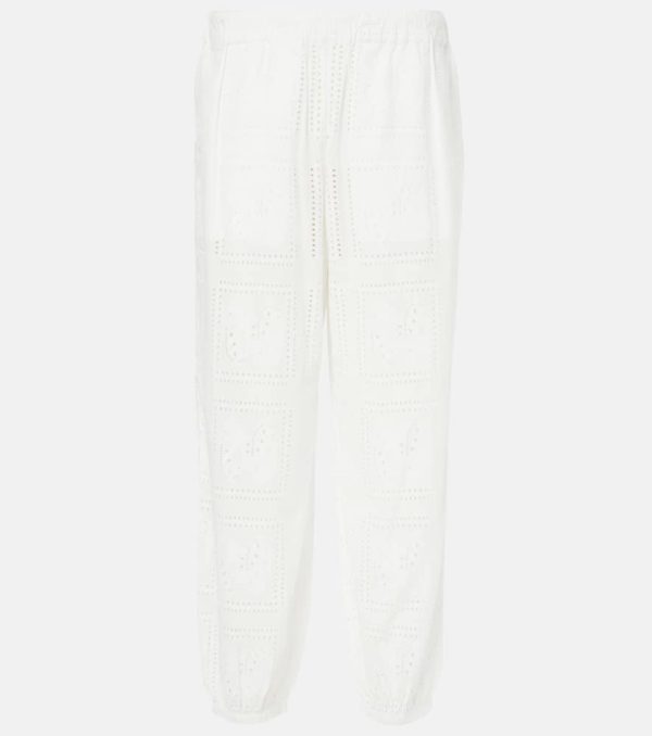 Tory Burch Broderie anglaise cotton cropped pants