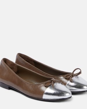 Tory Burch Cap-Toe leather ballet flats