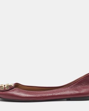 Tory Burch Dark Red Leather Reva Ballet Flats Size 36