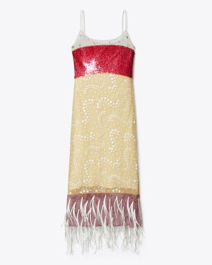 Tory Burch Embellished Slip Dress