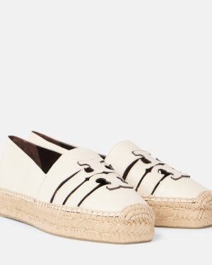 Tory Burch Ines Double T leather espadrilles