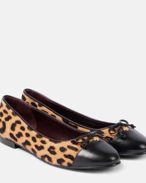 Tory Burch Leopard-print calf hair and leather ballet flats