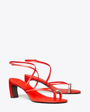 Tory Burch Pierced Multi-Strap Heeled Sandal