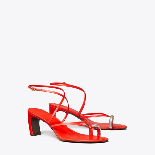 Tory Burch Pierced Multi-Strap Heeled Sandal