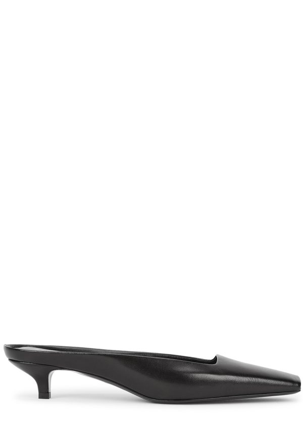 Toteme 40 Black Leather Mules - 6
