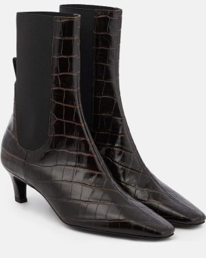 Toteme Croc-effect leather ankle boots