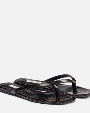 Toteme Croc-effect leather thong sandals